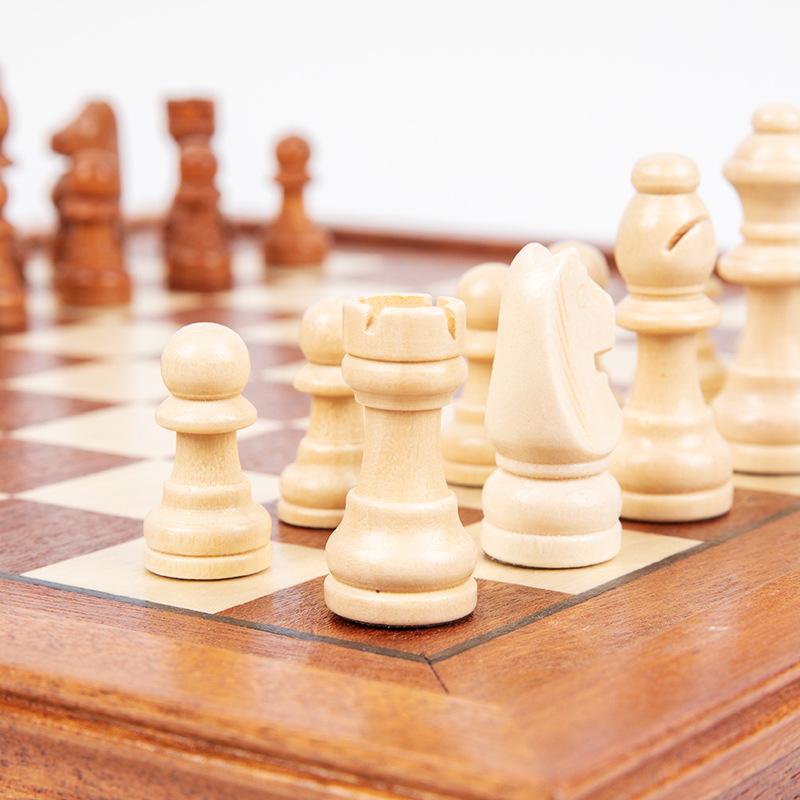 Wooden Magnetic Chess Set: Portable Folding Board Game for Kids & Adults, Perfect for Parent-Child Interaction