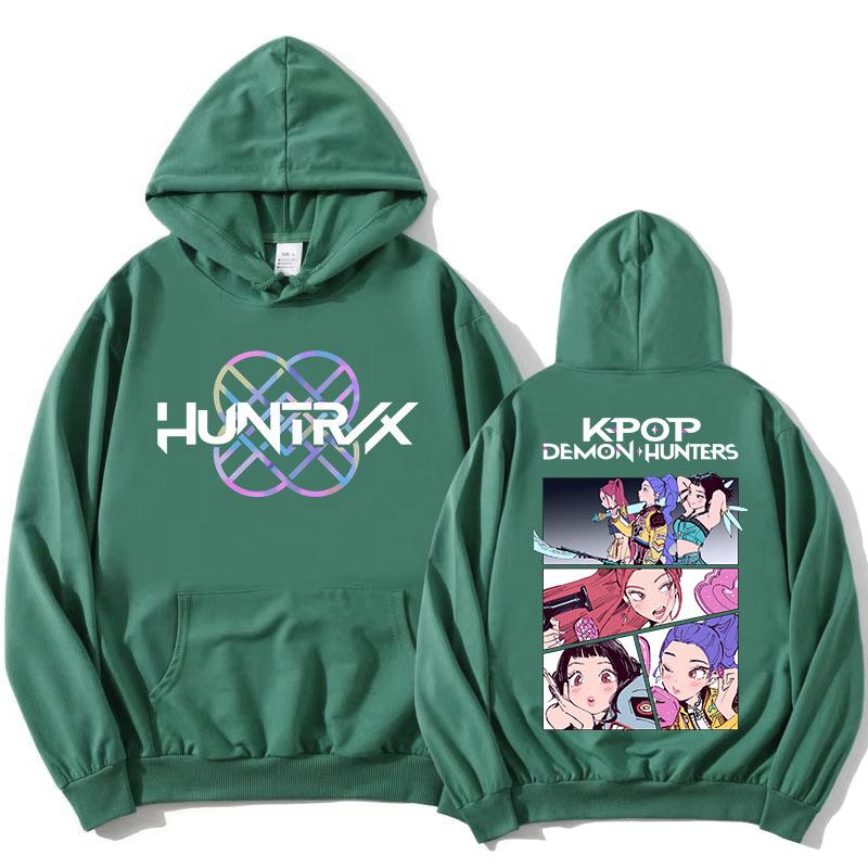 KPop Demon Hunters Hoodies Long Sleeve Fashion Hooded Sweatshirts Funny Cartoon Graphic Printing Pullovers Casual Women Clothing