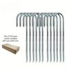 12pcs 30cm Rebar Stakes Heavy-Duty J Trampoline Ground Stakes Metal Landscape Spikes Ground Anchors Plant Support Garden Stakes