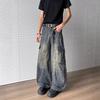 JYL Mens Jeans Autumn New Loose Straight American High Street Drooping Denim Pants