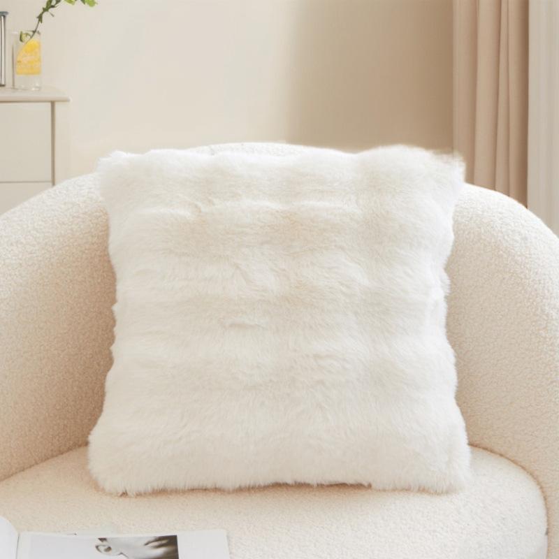 2pcs Plush Faux Rabbit Fur Pillowcases - Soft, Zippered, for Sofa & Living Room Decor, Ideal for Office and Holiday Party Enhancements
