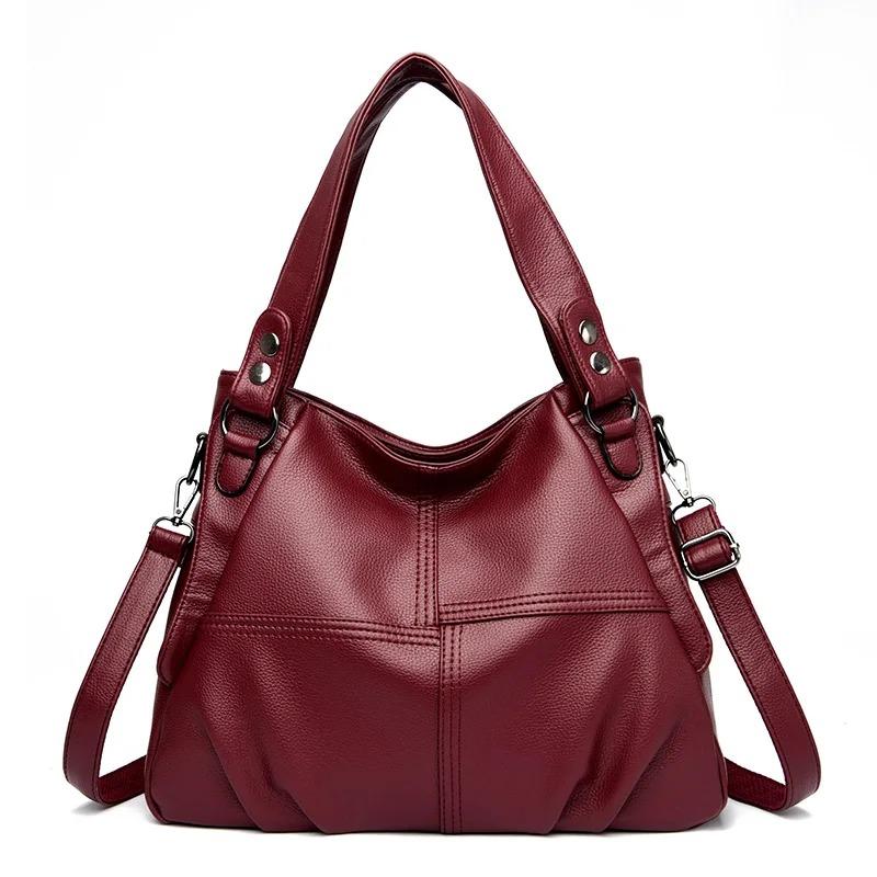 High Quality Soft Leather Handbags for Women 2023 Vintage Women's Shoulder Messenger Bag Luxury Large Capacity Female Sac A Main