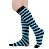 Women Striped Knee-high Socks Colorful Stretchy Knee-length Socks Ribbed Leg Warmers for Costume Party Street Daily Wear