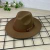 Vintage Gentleman Flat Brim Solid Color Panama Hat With Belt