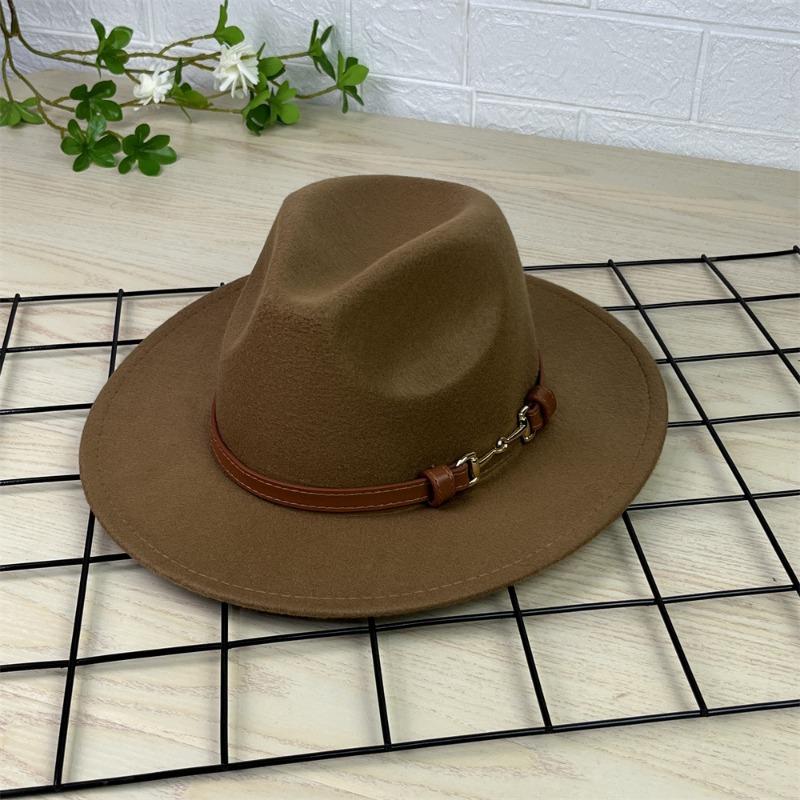 Vintage Gentleman Flat Brim Solid Color Panama Hat With Belt