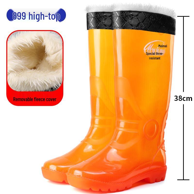 Men's Tan Quick-Dry High-Top Rain Boots - Waterproof, Non-Slip, No-Mesh Rubber Shoes