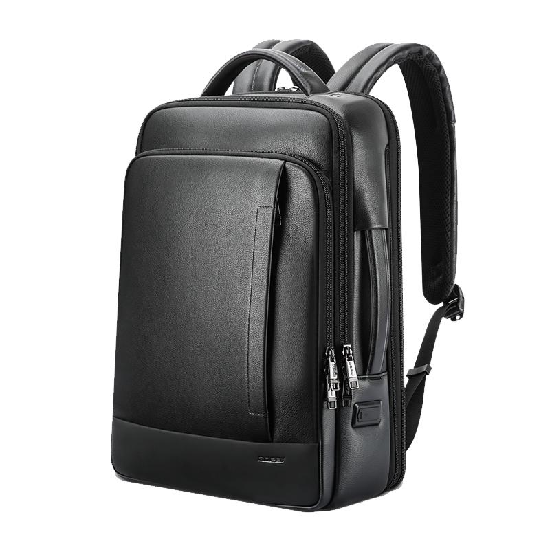 

Bopai Men s Leather Business 16-inch Laptop Backpack Fine Grain