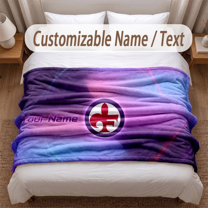 Fiorentina FC Printed Flannel Blanket Custom Name Text Soft Warm Throw For Bedroom Holiday Gift