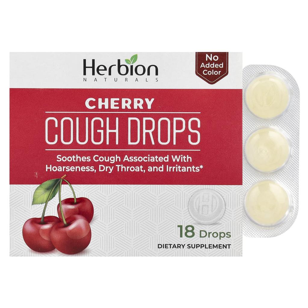 Cough Relief Drops, Cherry, 18 Count