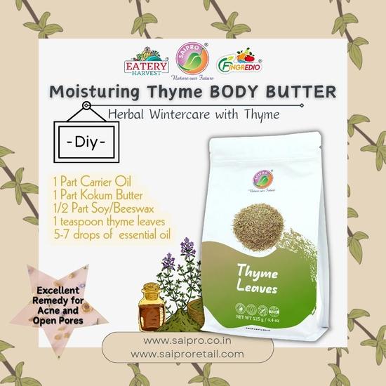 Saipro's EATERY HARVEST Thyme Leaves 250 Gm (125 G*2 Packs) Dry Thyme Leaves, Thyme Herb Seasoning, Dry Thyme Leaves Caffeine-free Herbal Tea Leaves