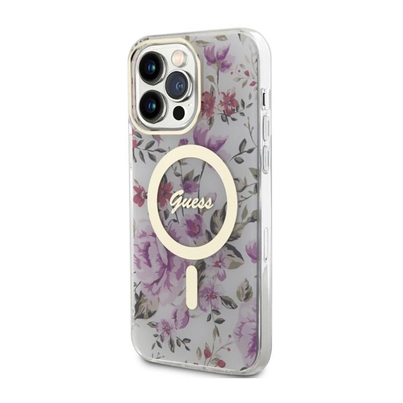 Guess Flower Magsafe - Etui Iphone 14 Pro (Przezroczysty)