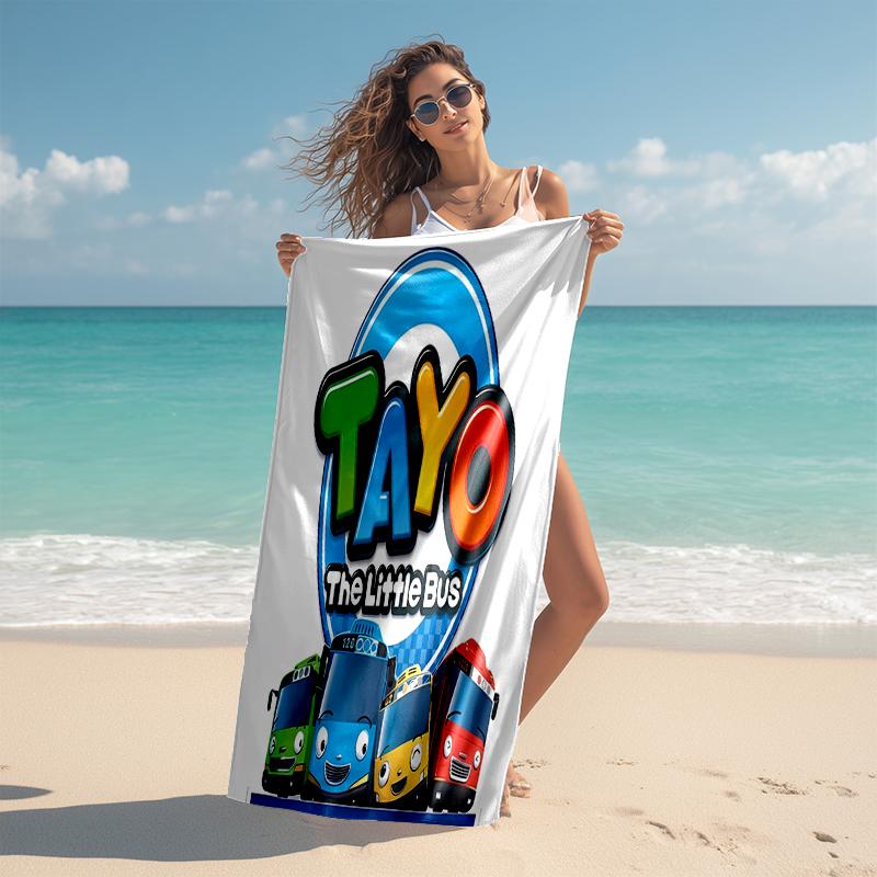 1pc Tayo The Little Bus2 Beach Towel, Comfortable and Thick, and Swimming/Bath/Picnic/Camping Towel, Suitable for Seaside Beaches