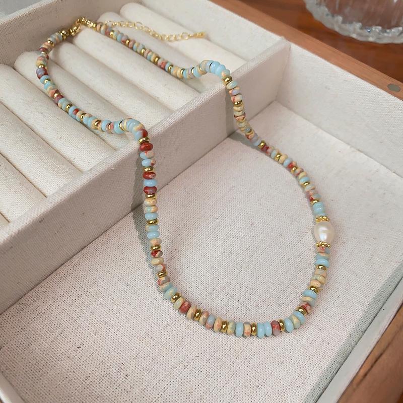 

Винтажное ожерелье-подвеска из французского барочного жемчуга - Минималистичная цепочка-колье с бусинами для женщин