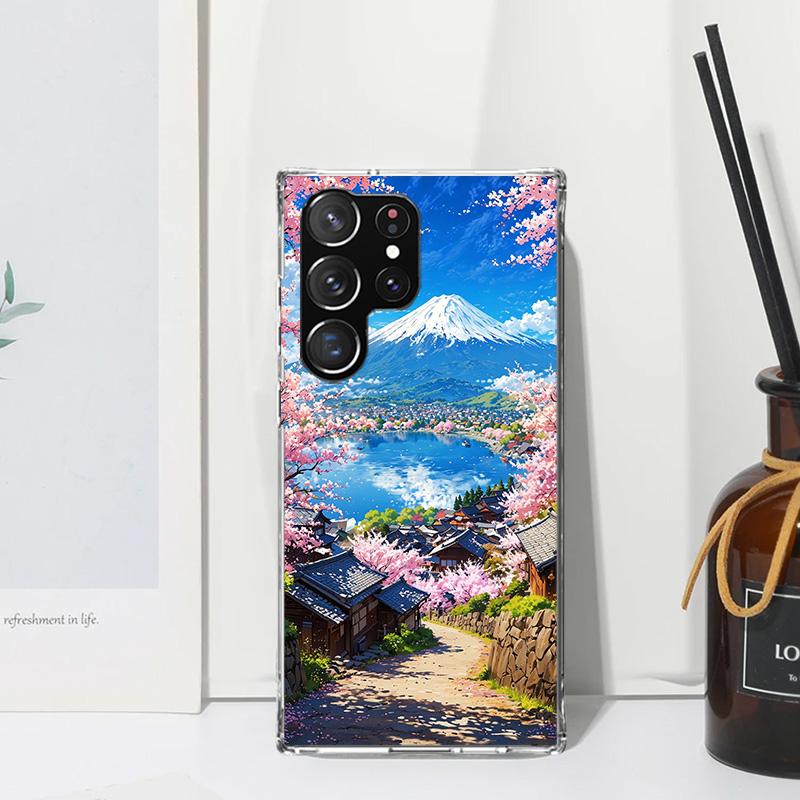 Japanese Cherry Mount Fuji Phone Case For Samsung Galaxy S26 S25 Edge S24 FE S23 S22 Ultra S21 Plus S20 + Art Fundas Back Cover