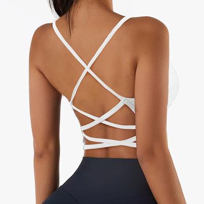 Reggiseno sportivo da donna con cinturino incrociato scavato Top da donna Sport Yoga Gym Crop Top reggiseno Fitness Top reggiseni traspiranti