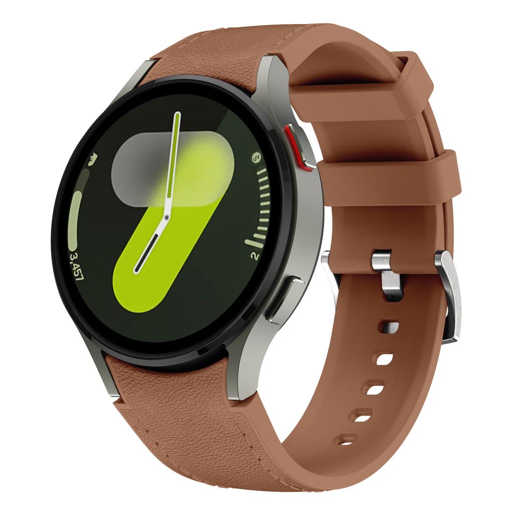 No Gap Silicone+Leather Strap for Samsung Galaxy Watch 7 6 5 4 FE 40mm 44mm Bracelet Wristband Watch 6 4 Classic 43/47mm 42/46mm