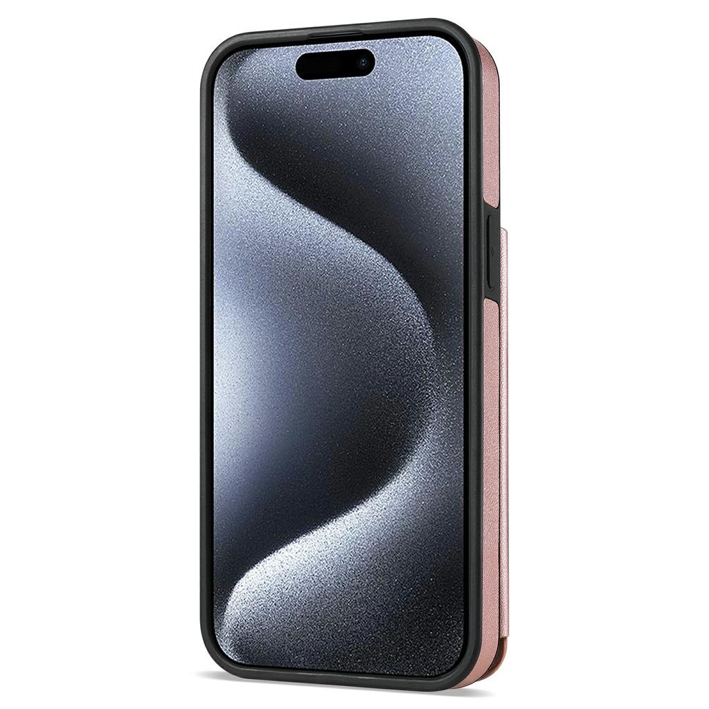 Für iPhone 15 Hülle mit Handschlaufe Kartenfächer Rautenmuster Leder+TPU Handyhülle