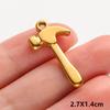 6pcs Tools Pendant Sword Gun Axe Real Gold Plated Stainless Steel Charms For Jewelry Making Necklace Keychain Handmade Material