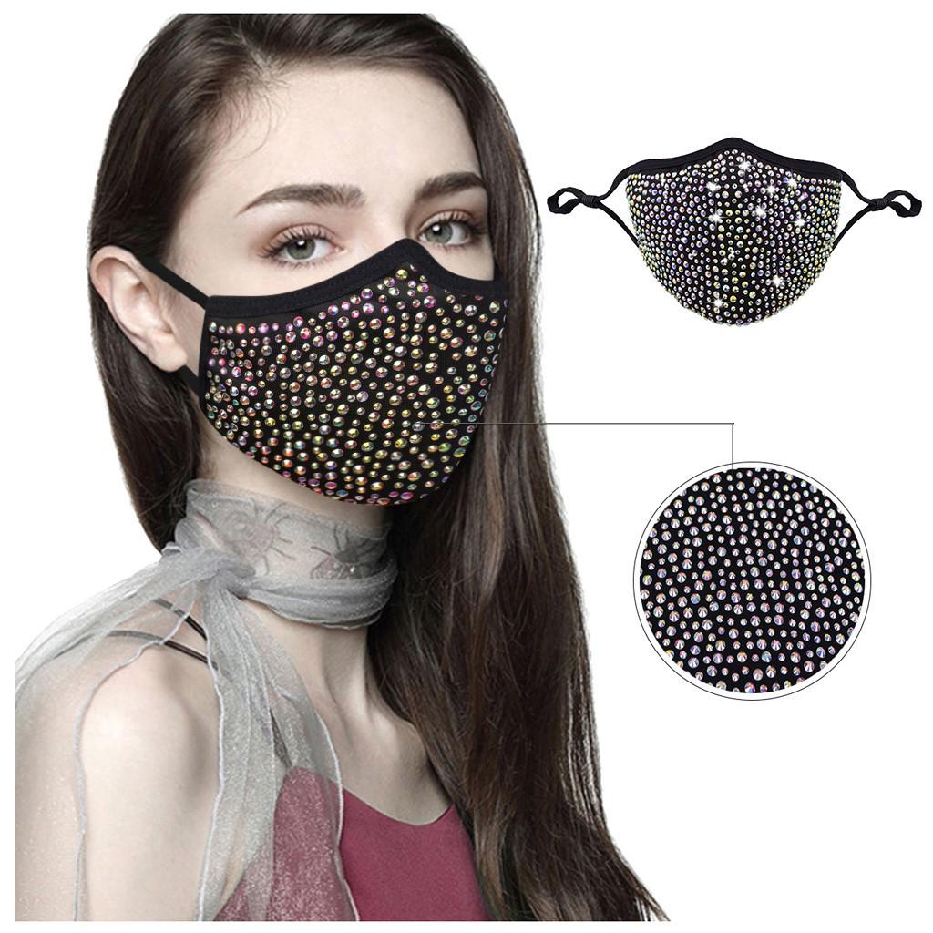 

Многоразовая маска с кристаллами из горного хрусталя на Хэллоуин для женщин One size