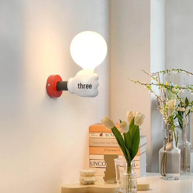 Mickey Hand Wall Lamp: Fun LED Bedside Decor for Children's Rooms
