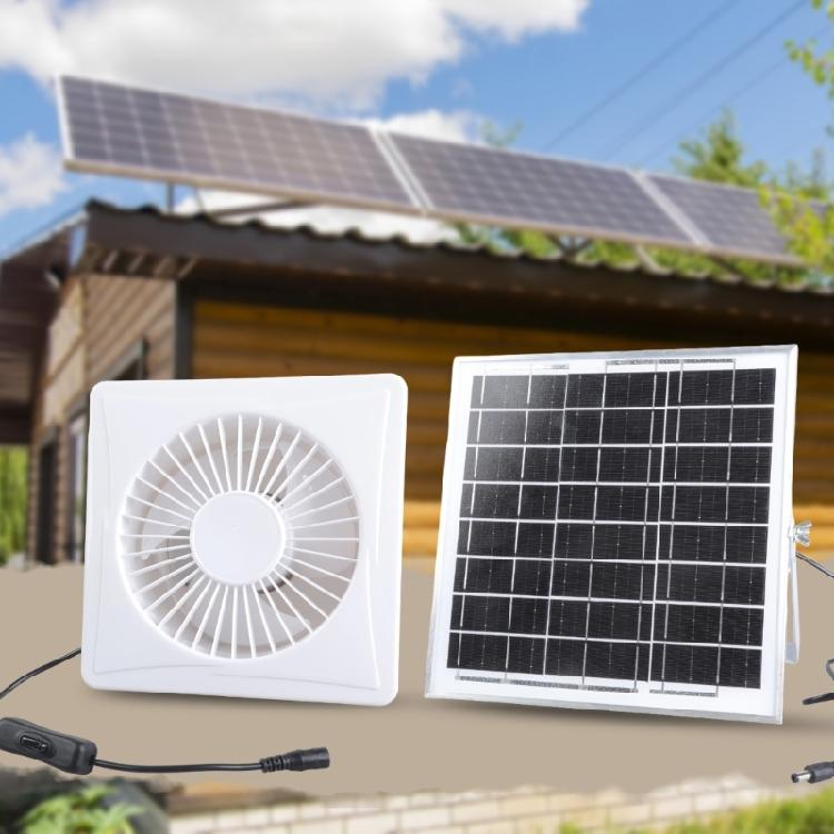6 Inch Solar Exhaust Fan Brushless Motor Low Noise Design 8W Panel For Outdoor Indoor Ventilation In Sheds Greenhouses