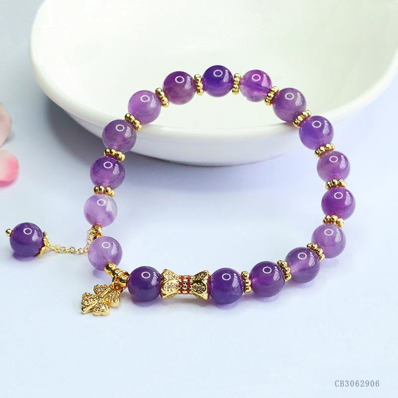 Fashion Jewelry Gemstone Bracelets Natural Healing Crystal Bracelets Energy Stone Adjustable Amethyst Bracelets