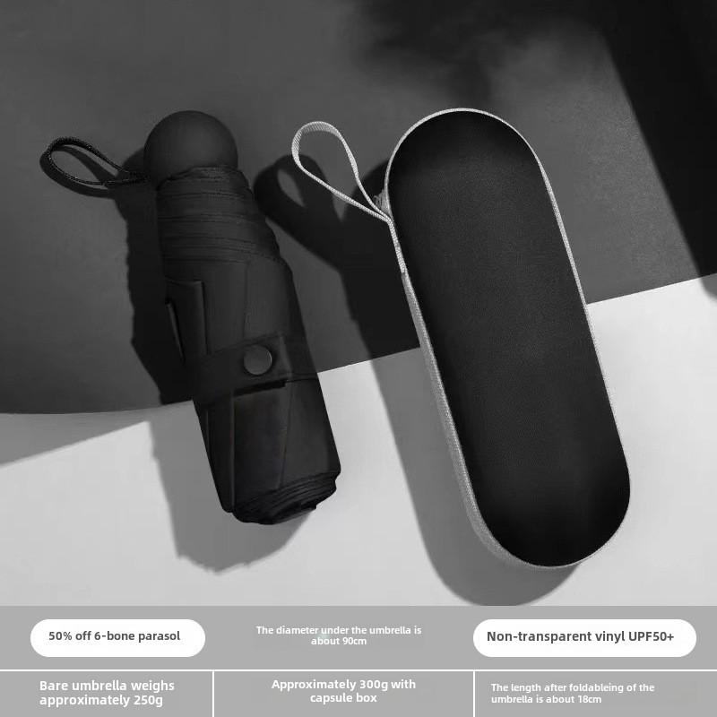Compact Dual-Use Capsule Umbrella: Portable, Foldable, Lightweight, Sun & Rain Protection