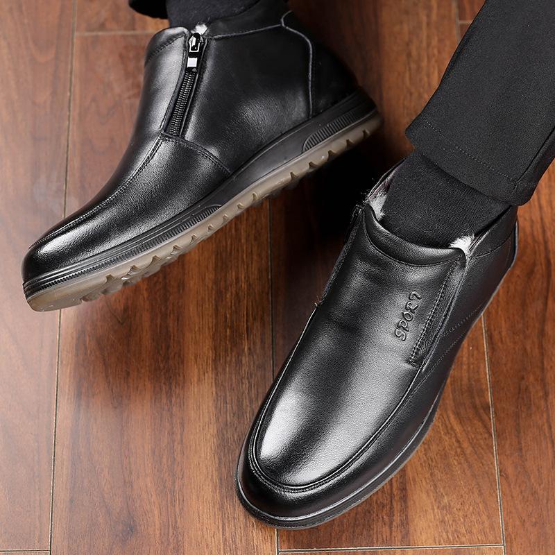 Mens Genuine Leather Boots Winter Ankle Boots Fashion Footwear Shoes Business Casual High Quality Super Warm Zapatos Hombre Bt6