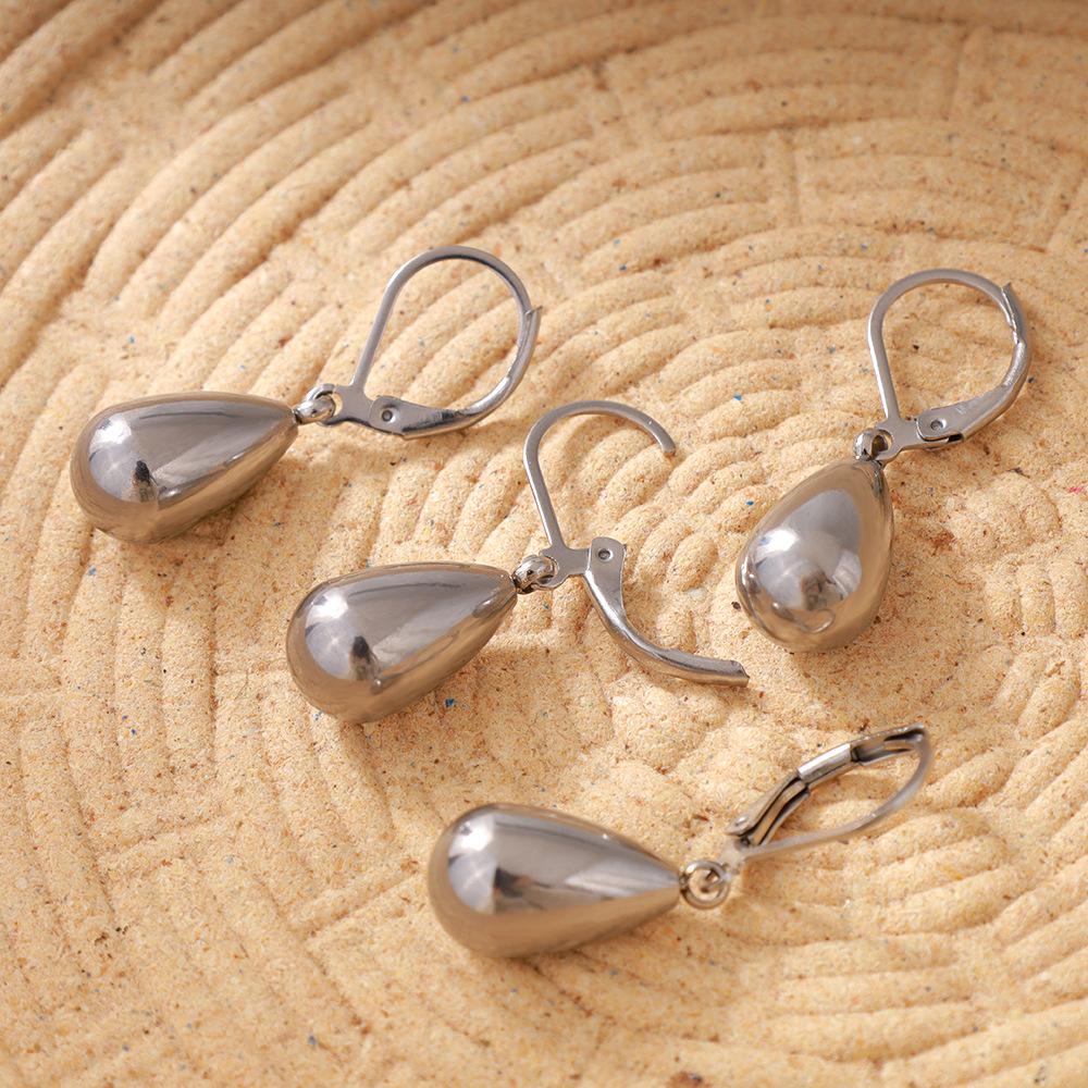 Einfache Wassertropfen-Ohrringe: High-End Metallstil, Leichter Luxus Retro Edelstahl Mode für Damen