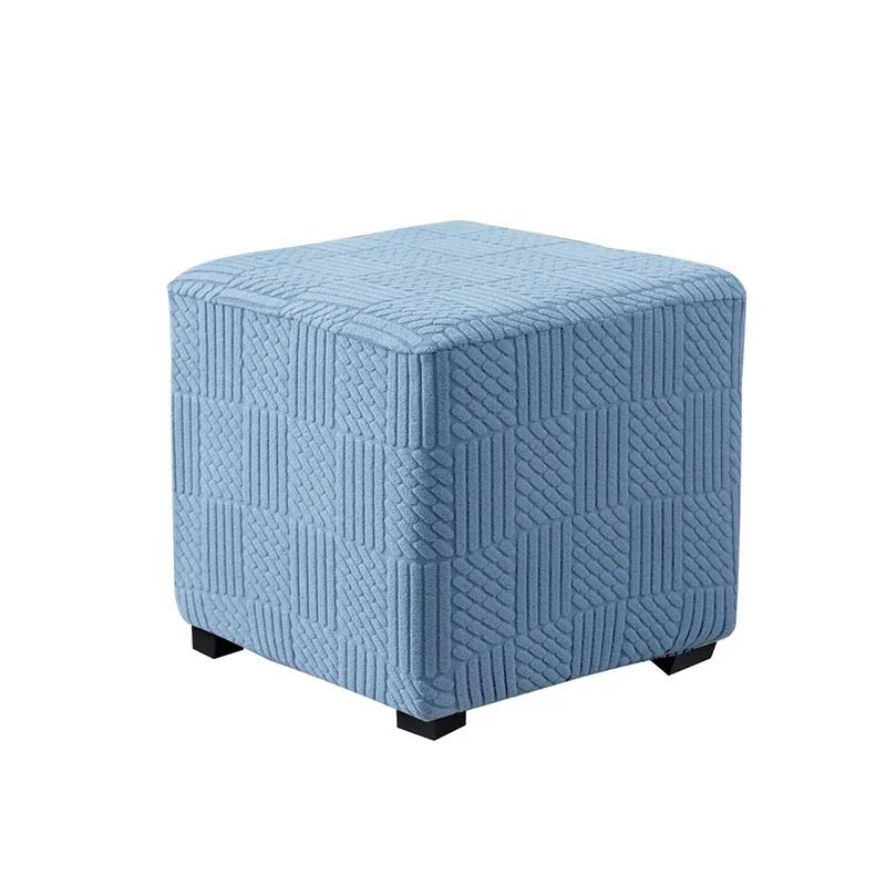 Elastic Square Ottoman Stool Cover Solid Color  Stretch Spandex Footrest Covers Footstool Dustproof Protect Case Home Decor
