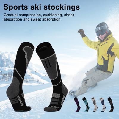 Pružné lyžiarske ponožky pre mužov a ženy, do polovice lýtok, termošportové ponožky, kompresné, tlmiace nárazy, zimné ponožky na snowboarding, turistiku, poľovníctvo