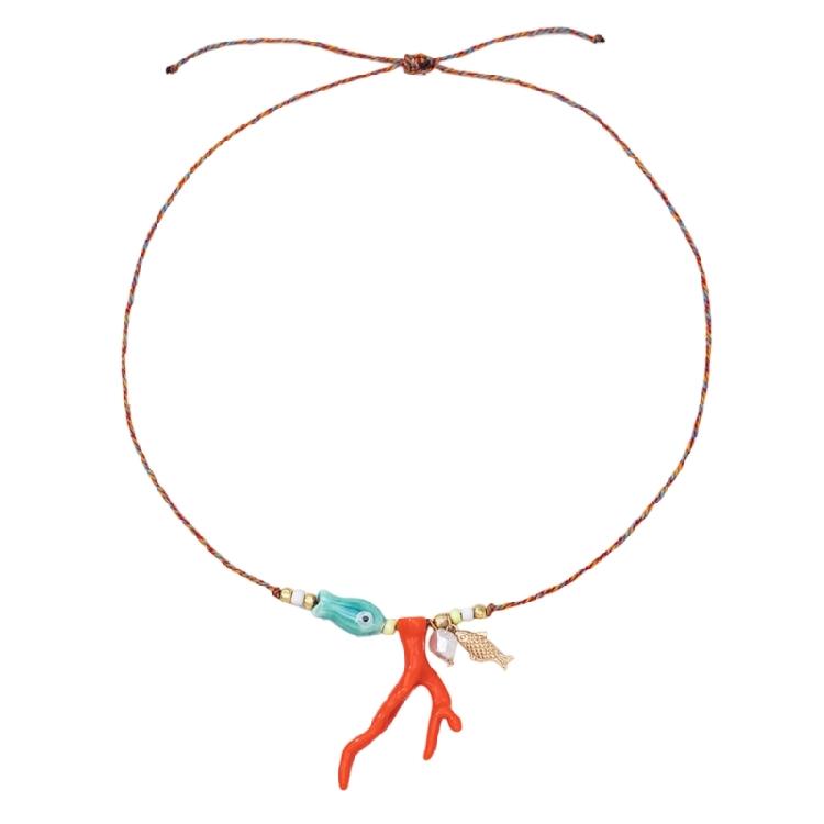 Modern Coral Ceramic Jewelry Necklace Adjustable Clavicle Chain Comfortable Wear Jewelry for Daily Use or Celebrations