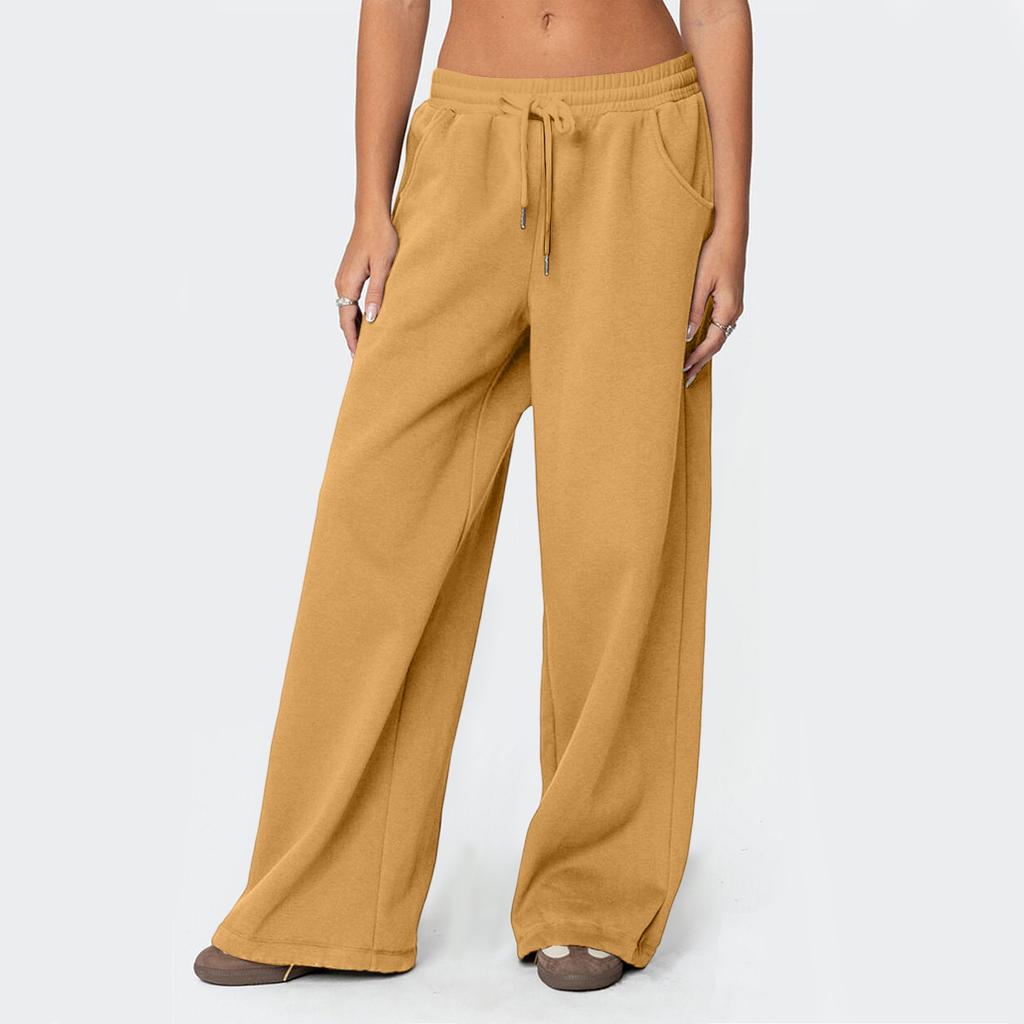 Pantaloni della tuta da donna a gamba dritta colorati a vita alta a gamba larga