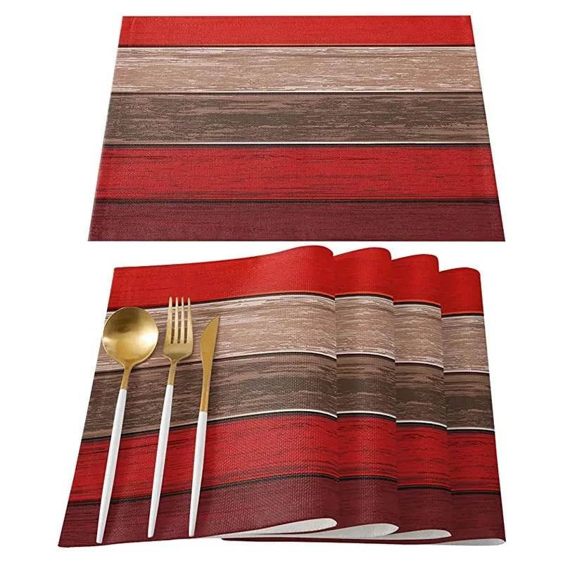 4/6pcs Linen Table Mat Non-Slip Bowl Pad Coaster Set Washable  Dining Table Placemats Retro Rustic Home Decoration Accessories