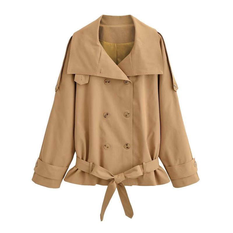 2026 Spring European & American High Collar Fashion Trench Coat Small
