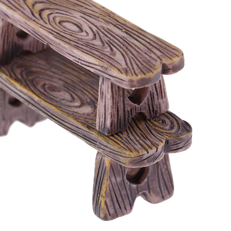 2ks Mini dřevěné lavice Domácí ozdoby Figurky Diy Dekor do akvária/domku pro panenky