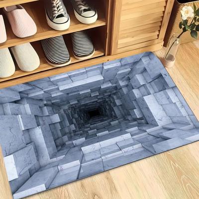 3D Optische Illusion Teppich Realistische Visuelle Falle Fußmatte Endloser Abgrund Eingangsteppich Rutschfeste Bodenmatte für Schlafzimmer Badezimmer Wohnzimmer