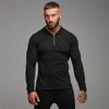Muscleguys Men's Spring and Autumn Lapel Polo Shirt Printed Cotton Long Sleeve Pullover T-shirt Business Casual