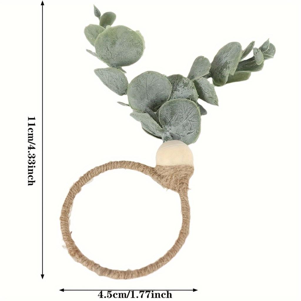 Serviettenringe Set mit 6 , Eukalyptusblatt Serviettenringe, Boho Serviettenringe
