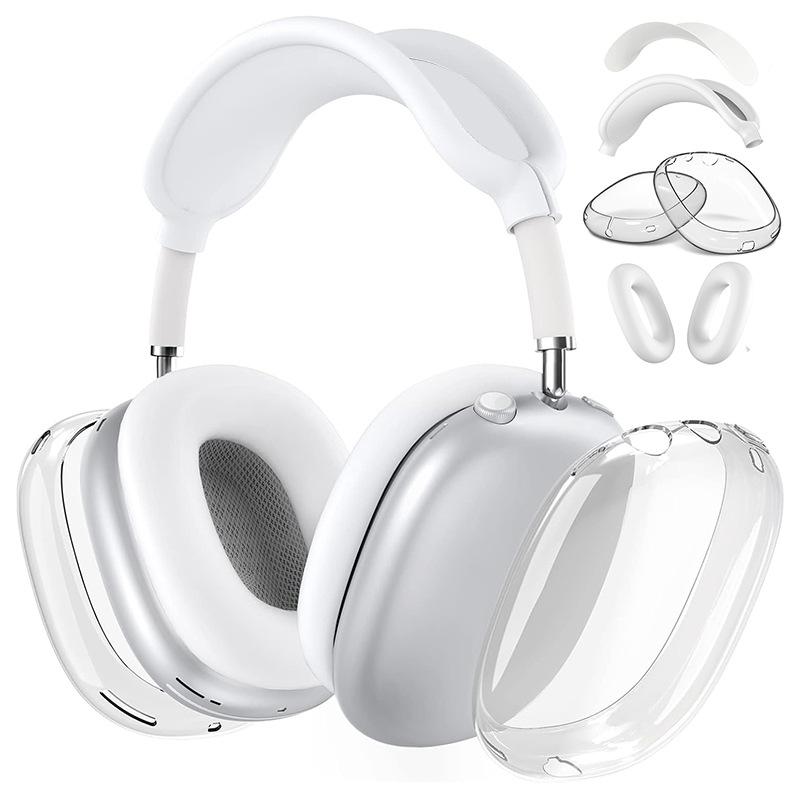 4-in-1 Protective Case Set for AirPods Max 1/2 - Clear Earcups + Silicone Headband and Earpads