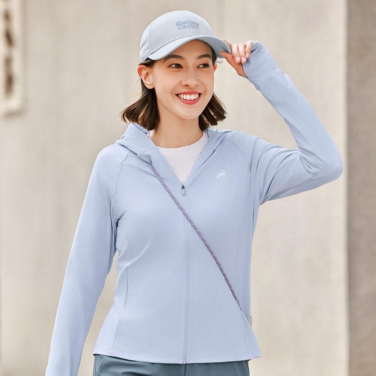 Skechers Cool Dry UV Protection Lightweight Slim Fit Hooded Sports Jacket Women Jacket Xenon-Blue P225W123-0356