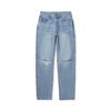 Li Ning X Pleasures Collaboration Skateboard Series Straight Leg Washed Zipper Letter Denim Pants Men Bottoms Light-Blue-Denim AJQU185-1