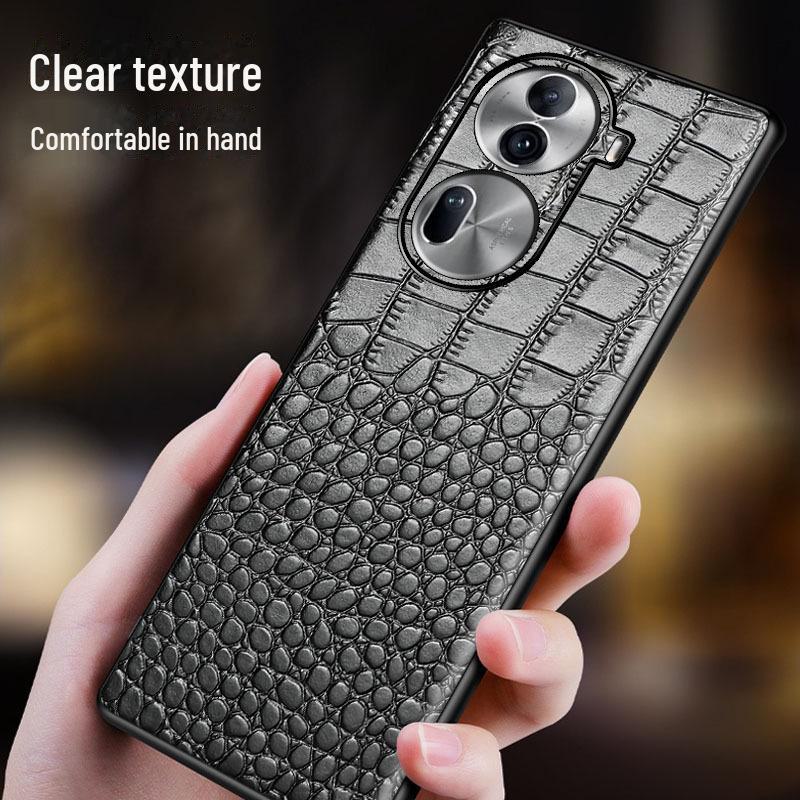 Husă pentru telefon din piele naturală OPPO Reno9/9Pro+ cu model de crocodil