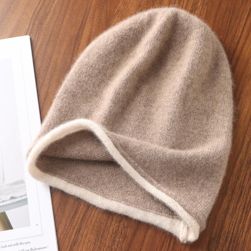 

Winter Hat Regardless of Gender 100% Merino Wool Knitted 2024 New Women s Soft Warm Bean Hat Fashion Outdoor Curly-brimmed Hat One Size