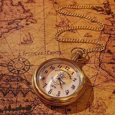 Stylish Pocket Watch Victorian Brass Watch London Steampunk Chain Christmas Gift