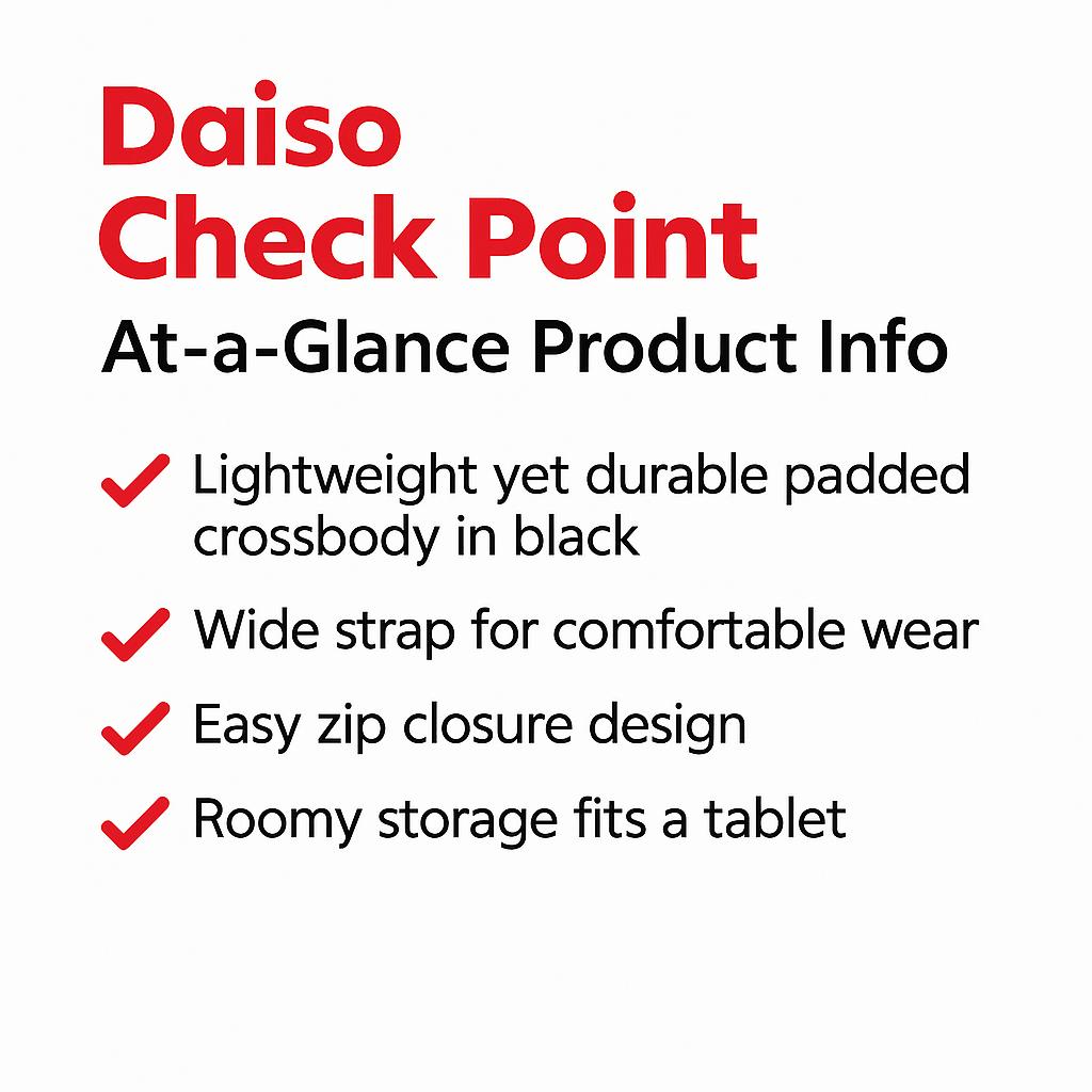 Daiso Modern Padded Crossbody Bag - Black