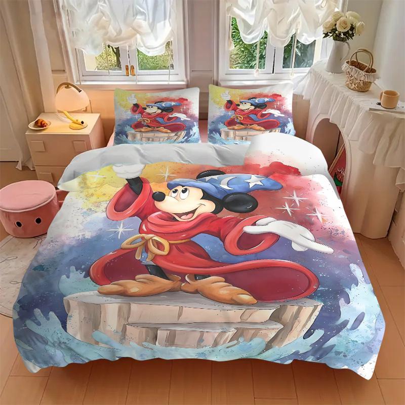 3pcs Colorful Art Mickey Bedding Set - 1 Soft Quilt Cover + 2 Pillowcases, Machine Washable - Suitable for All Seasons, Perfect Gift for Family a