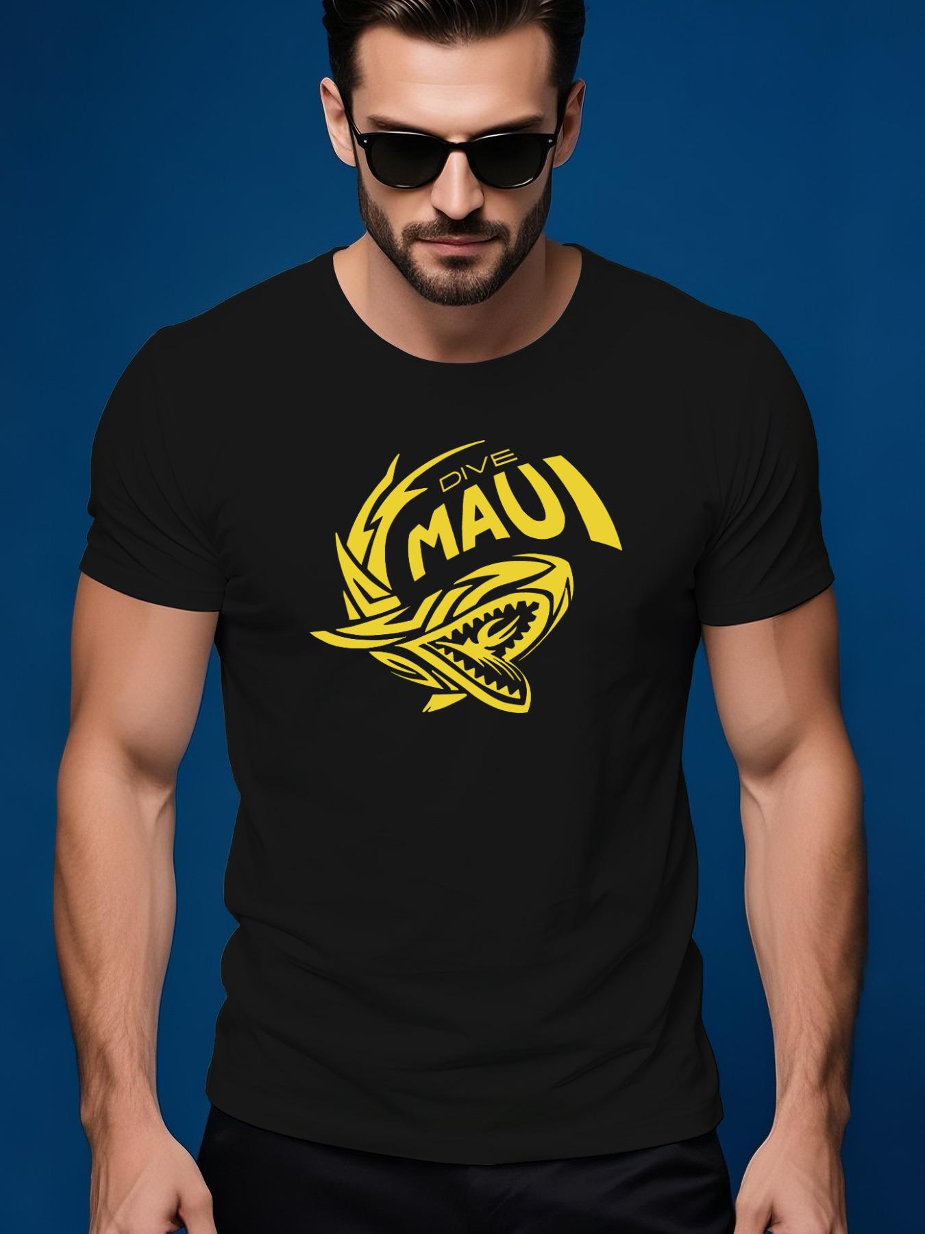 Maui Graphic Print Summer Casual Tshirt - Vibrant Blue wi... XL