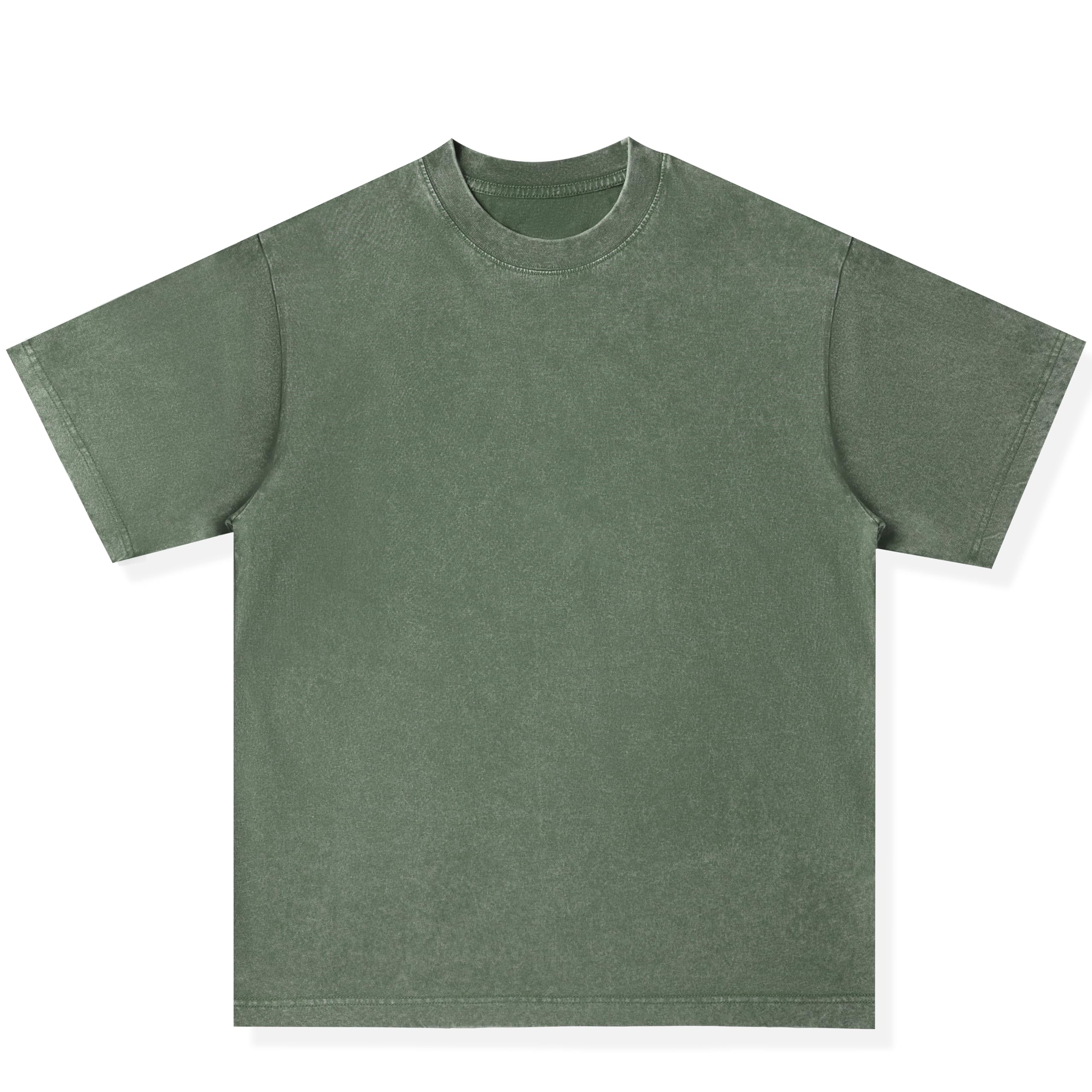 

2025SS Fashion 8oz Clothes [CHANGE WELL] Men s Vintage-style Spring/Summer [Washed] Short-sleeved T-shirt Cut-and-sew (GREEN, L) зелений