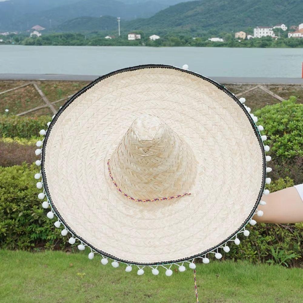 Wide Brim Mexican Straw Hats Panama Bucket Carnival Sombrero Outdoor Mexican Party Hat Men Women